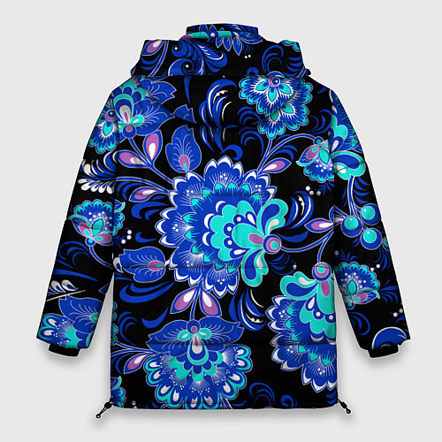 Женская зимняя куртка Синяя хохлома / 3D-Черный – фото 2