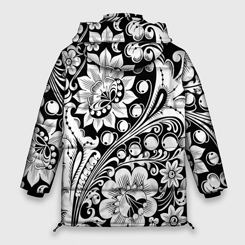 Женская зимняя куртка Хохлома черно-белая / 3D-Черный – фото 2