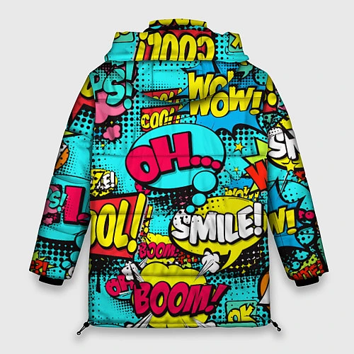 Женская зимняя куртка Кислотный поп-арт / 3D-Черный – фото 2