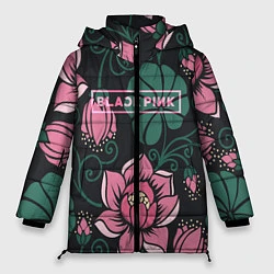 Куртка зимняя женская Black Pink: Delicate Flowers, цвет: 3D-черный