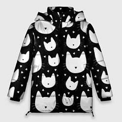 Куртка зимняя женская Love Cats Pattern, цвет: 3D-светло-серый