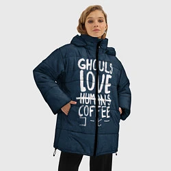 Куртка зимняя женская Ghouls Love Coffee, цвет: 3D-красный — фото 2