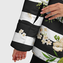 Куртка зимняя женская Розы и орхидеи, цвет: 3D-черный — фото 2
