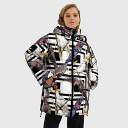 Куртка зимняя женская Попугаи Какаду, цвет: 3D-красный — фото 2