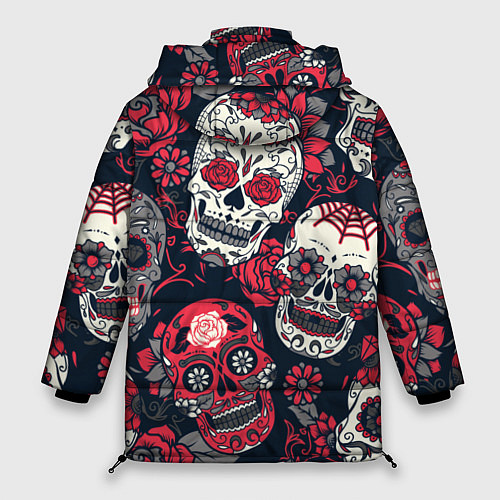 Женская зимняя куртка Мексиканские черепа / 3D-Черный – фото 2