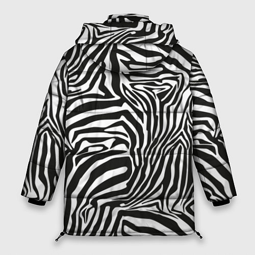 Женская зимняя куртка Полосы шкура зебры / 3D-Черный – фото 2
