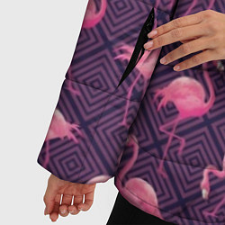 Куртка зимняя женская Фиолетовые фламинго, цвет: 3D-красный — фото 2