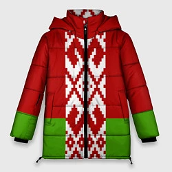 Куртка зимняя женская Беларусь флаг, цвет: 3D-черный