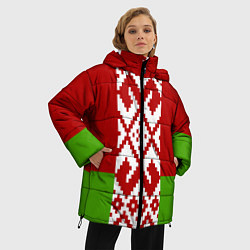 Куртка зимняя женская Беларусь флаг, цвет: 3D-черный — фото 2