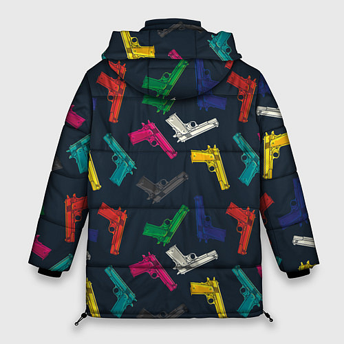 Женская зимняя куртка Разноцветные пистолеты / 3D-Черный – фото 2