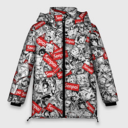 Куртка зимняя женская Senpai x Ahegao, цвет: 3D-красный