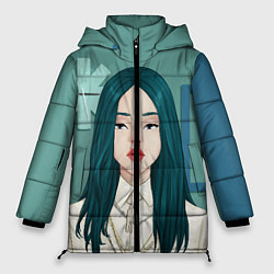 Куртка зимняя женская Billie Eilish: Turquoise Hair, цвет: 3D-черный