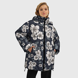 Куртка зимняя женская Цветочный букет, цвет: 3D-светло-серый — фото 2