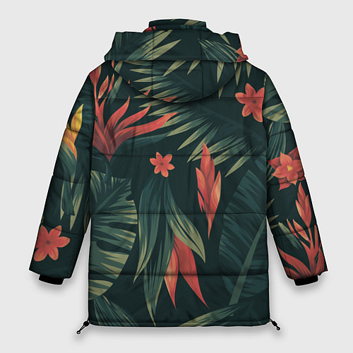 Женская зимняя куртка Тропический комуфляж / 3D-Черный – фото 2
