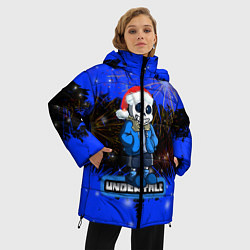 Куртка зимняя женская НОВОГОДНИЙ UNDERTALE, цвет: 3D-черный — фото 2