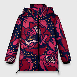 Куртка зимняя женская Цветы, цвет: 3D-черный