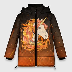 Куртка зимняя женская Огненный единорог, цвет: 3D-черный