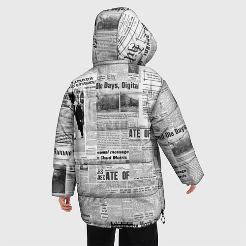 Женская зимняя куртка Газета Newspaper / 3D-Светло-серый – фото 4