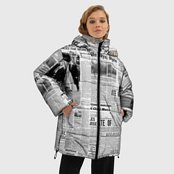 Куртка зимняя женская Газета Newspaper, цвет: 3D-красный — фото 2