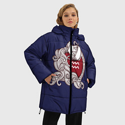 Куртка зимняя женская Водолей Знак Зодиака, цвет: 3D-черный — фото 2