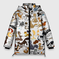 Куртка зимняя женская Котоколлаж 01, цвет: 3D-светло-серый