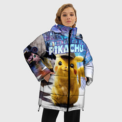 Куртка зимняя женская Детектив Пикачу, цвет: 3D-светло-серый — фото 2