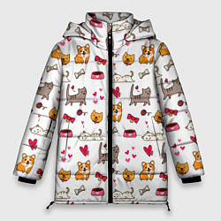 Куртка зимняя женская Домашние питомцы, цвет: 3D-красный