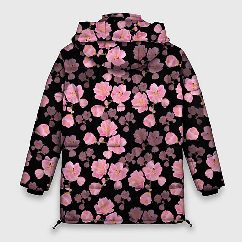 Женская зимняя куртка Цветок сакуры / 3D-Черный – фото 2