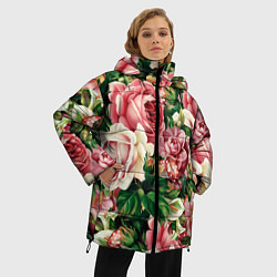 Куртка зимняя женская ЦВЕТЫ, цвет: 3D-черный — фото 2