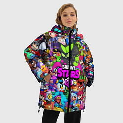 Куртка зимняя женская BRAWL STARS:8 BIT VIRUS, цвет: 3D-красный — фото 2