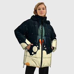 Куртка зимняя женская Ракета дым космос, цвет: 3D-черный — фото 2
