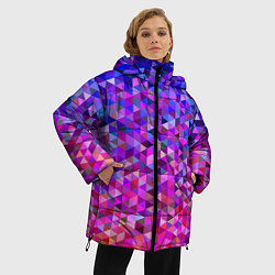 Куртка зимняя женская Треугольники мозаика пиксели, цвет: 3D-светло-серый — фото 2