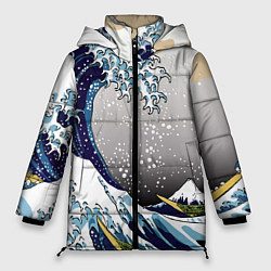 Куртка зимняя женская The great wave off kanagawa, цвет: 3D-черный
