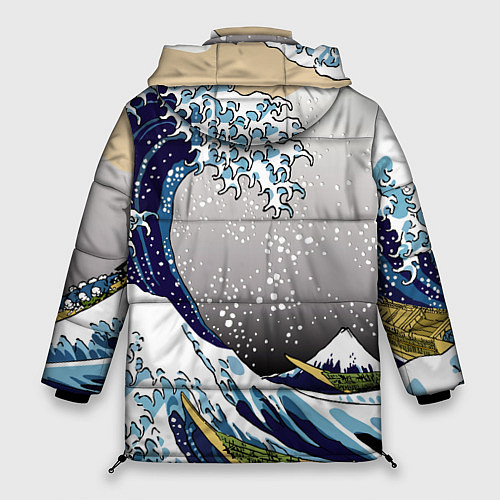 Женская зимняя куртка The great wave off kanagawa / 3D-Красный – фото 2