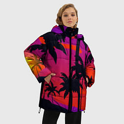 Куртка зимняя женская Тропический пляж, цвет: 3D-черный — фото 2