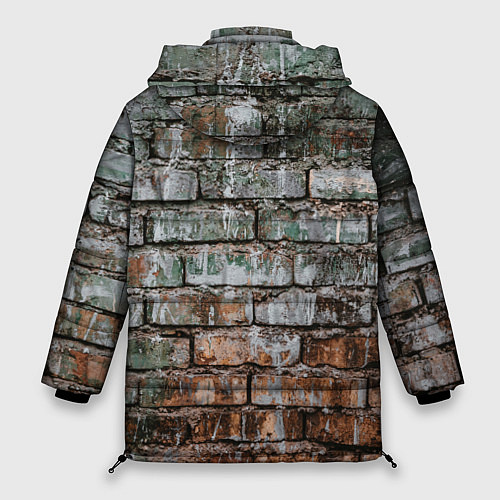 Женская зимняя куртка Кирпичная стена потеки краска / 3D-Черный – фото 2