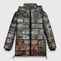 Куртка зимняя женская Кирпичная стена потеки краска, цвет: 3D-черный