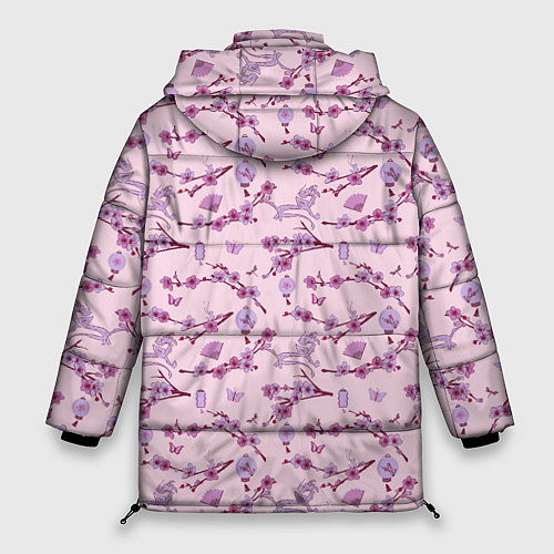 Женская зимняя куртка Mulan Flowers Pattern / 3D-Черный – фото 2