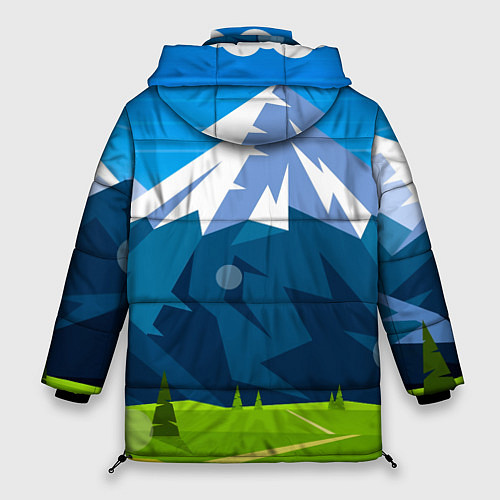 Женская зимняя куртка Горы пейзаж природа вектор / 3D-Черный – фото 2