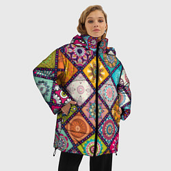 Куртка зимняя женская Узоры мандалы, цвет: 3D-светло-серый — фото 2