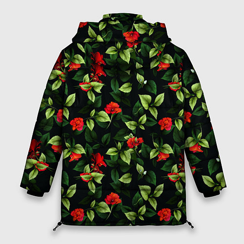 Женская зимняя куртка Цветочный сад / 3D-Черный – фото 2