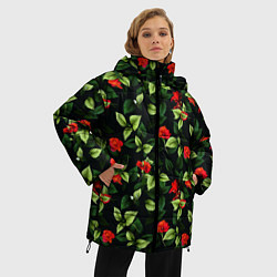 Куртка зимняя женская Цветочный сад, цвет: 3D-черный — фото 2