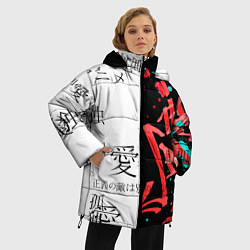 Куртка зимняя женская Японские надписи, цвет: 3D-черный — фото 2