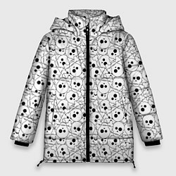Куртка зимняя женская Черепа черно-белые, цвет: 3D-черный