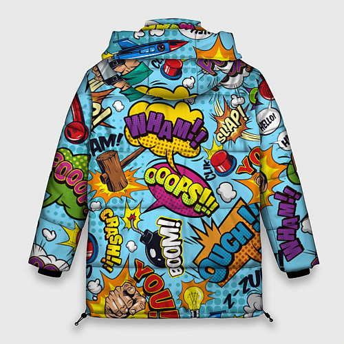 Женская зимняя куртка Pop art comics / 3D-Черный – фото 2