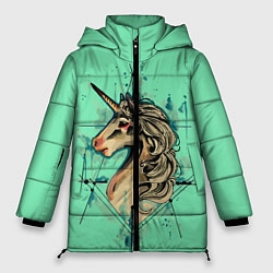 Куртка зимняя женская Единорог акварель, цвет: 3D-красный
