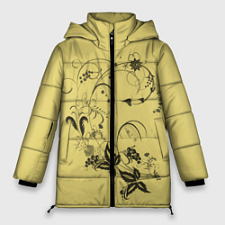 Куртка зимняя женская Узоры ягодки, цвет: 3D-черный
