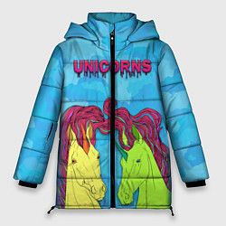 Куртка зимняя женская Colored unicorns, цвет: 3D-черный