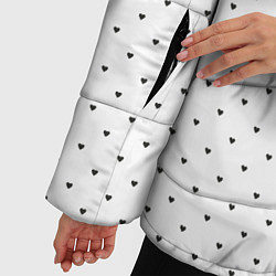 Куртка зимняя женская Сердечки черные на белом, цвет: 3D-черный — фото 2
