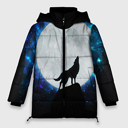 Куртка зимняя женская Волк воющий на луну, цвет: 3D-красный